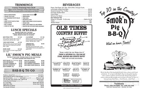 ole times country buffet menu today|ole time buffet menu.